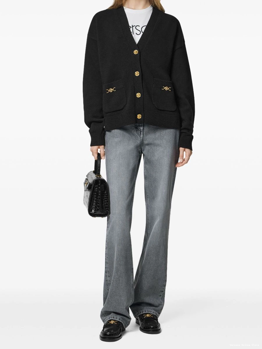 Affordable Versace cardigan Medusa-plaque V-neck Women 0707